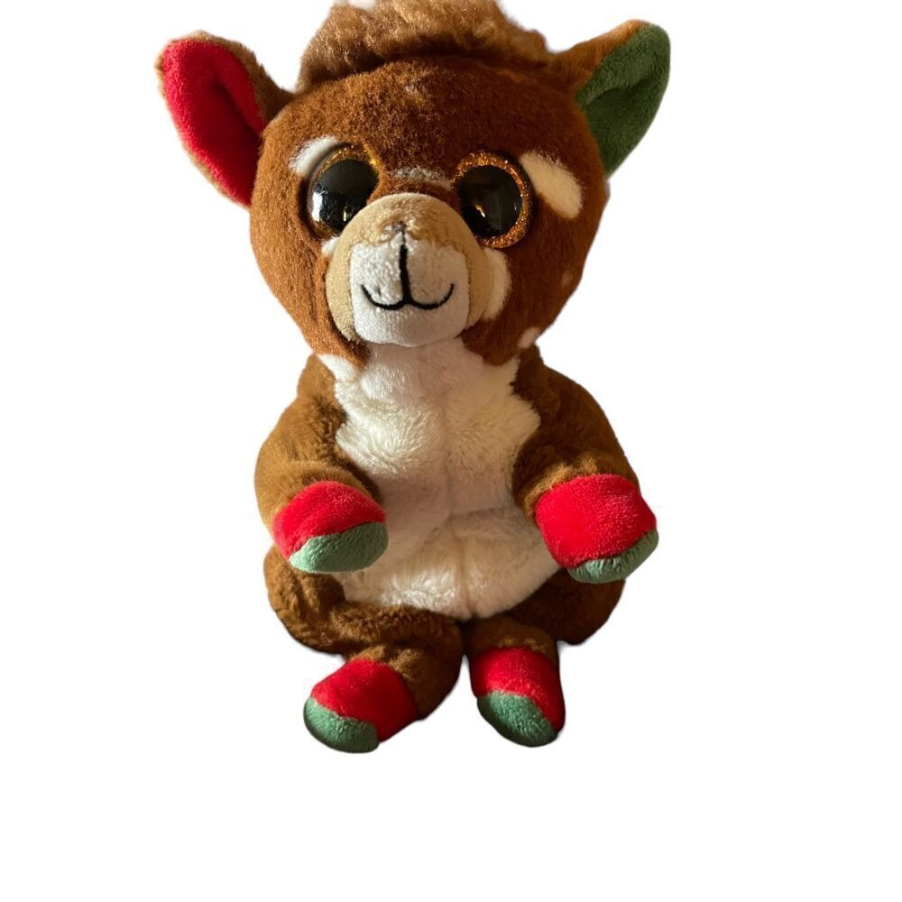 Ty Brown Beanie Baby Bellies JUNO the Christmas Reindeer Plush Stuffed Toy
